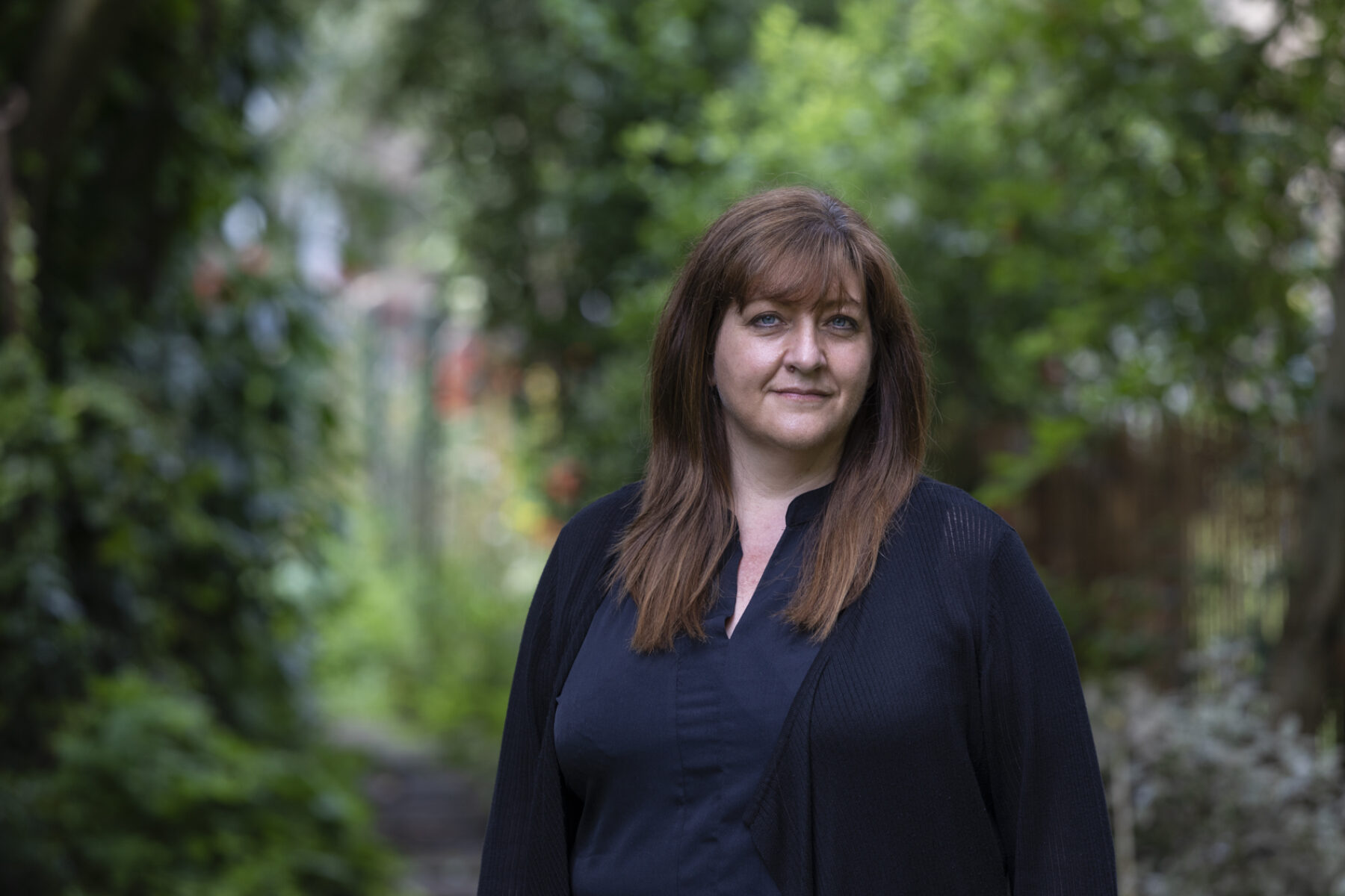 Liz Martin in the garden behind Fraser Livingstone office, Edinburgh.