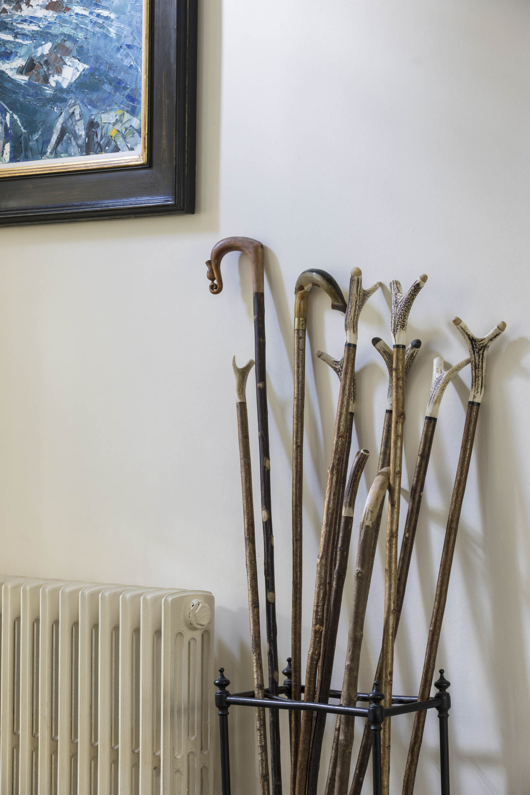 Walking sticks detail shot at Knock House, Benmore estate.